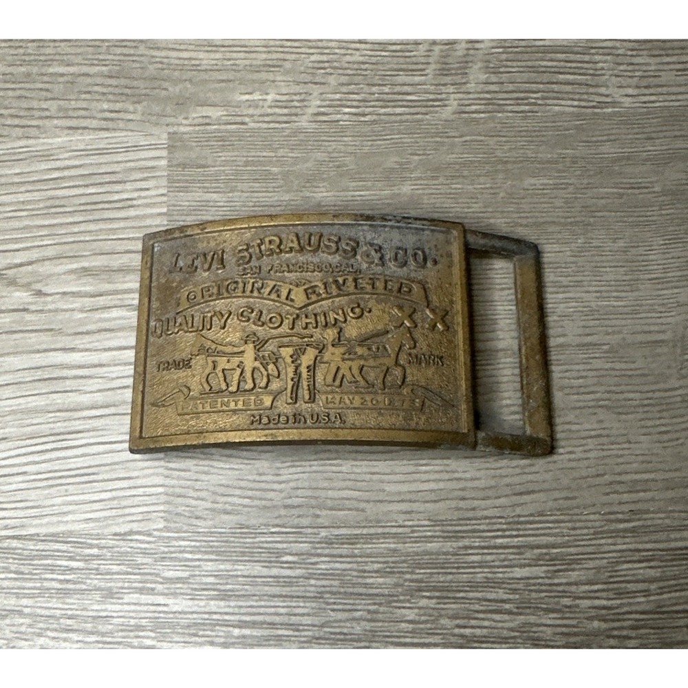 Levi Strauss And Co Original Riveted Brass Belt Buckle‎ Vintage Made In USA